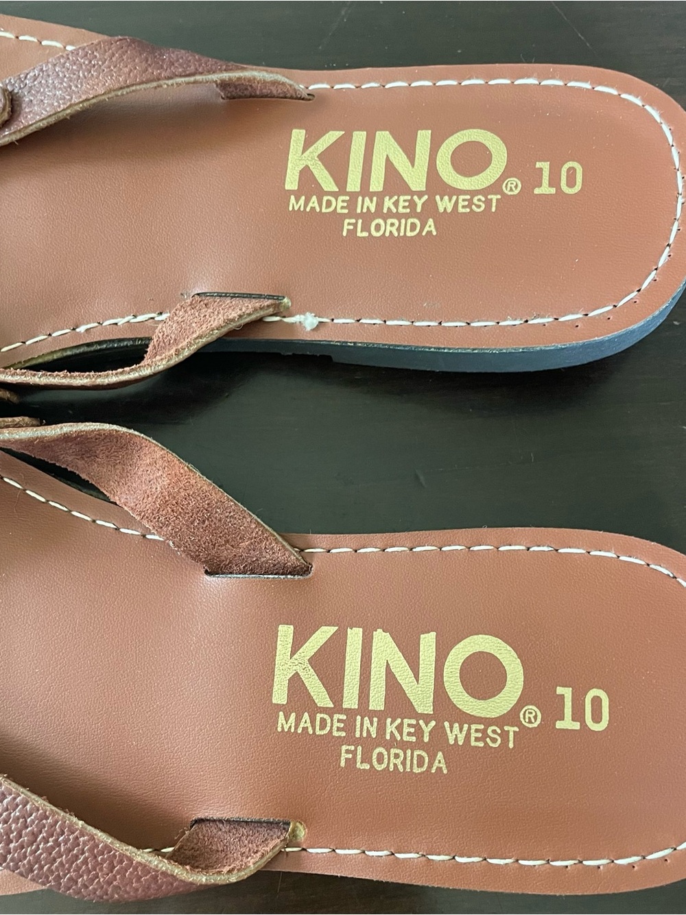 Kino Key West Women Leather Flip Flops Brown Slide Sandals Size 10 Handmade Boho - Picture 7 of 8